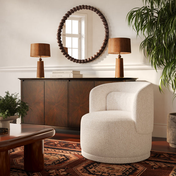 Massa Textured Performance Fabric Swivel Accent Chair - Beige