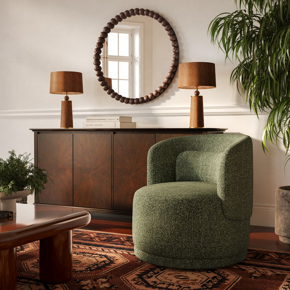Massa Textured Performance Fabric Swivel Accent Chair - Green