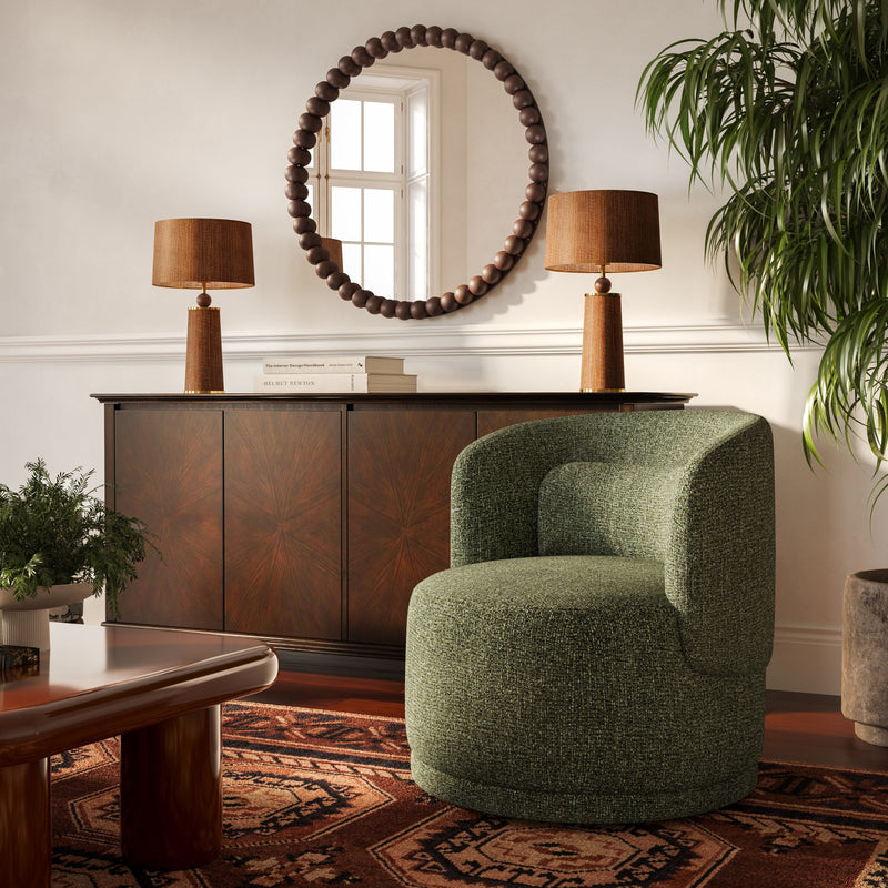 Massa Textured Performance Fabric Swivel Accent Chair - Green