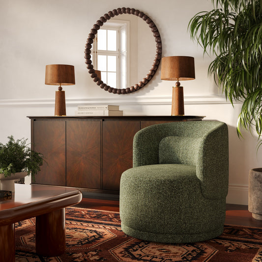 Massa Textured Performance Fabric Swivel Accent Chair - Green