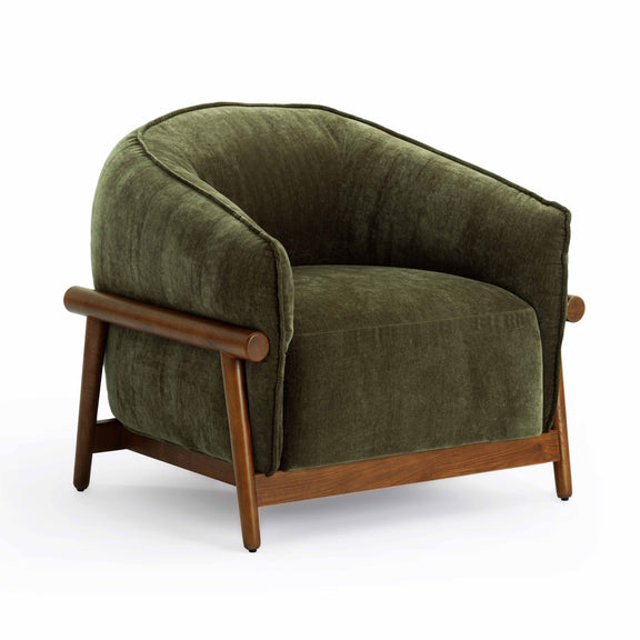 Piedmont Upcycled Contract-Grade Chenille Accent Chair - Green