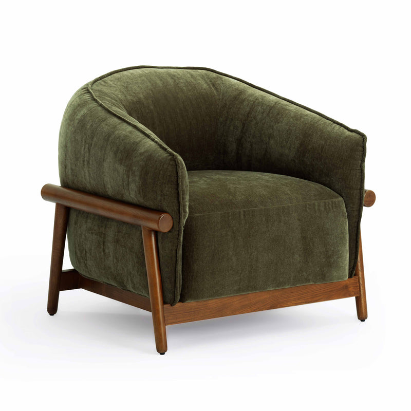 Piedmont Upcycled Contract-Grade Chenille Accent Chair - Green