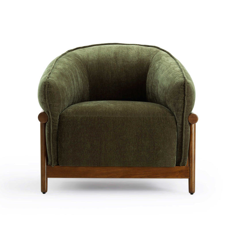 Piedmont Upcycled Contract-Grade Chenille Accent Chair - Green