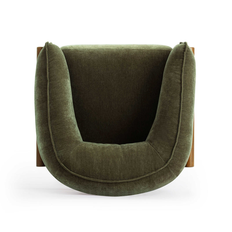 Piedmont Upcycled Contract-Grade Chenille Accent Chair - Green