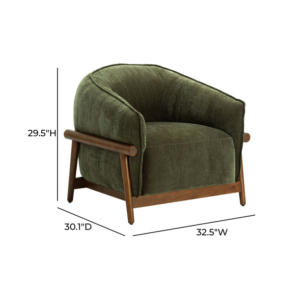 Piedmont Upcycled Contract-Grade Chenille Accent Chair - Green