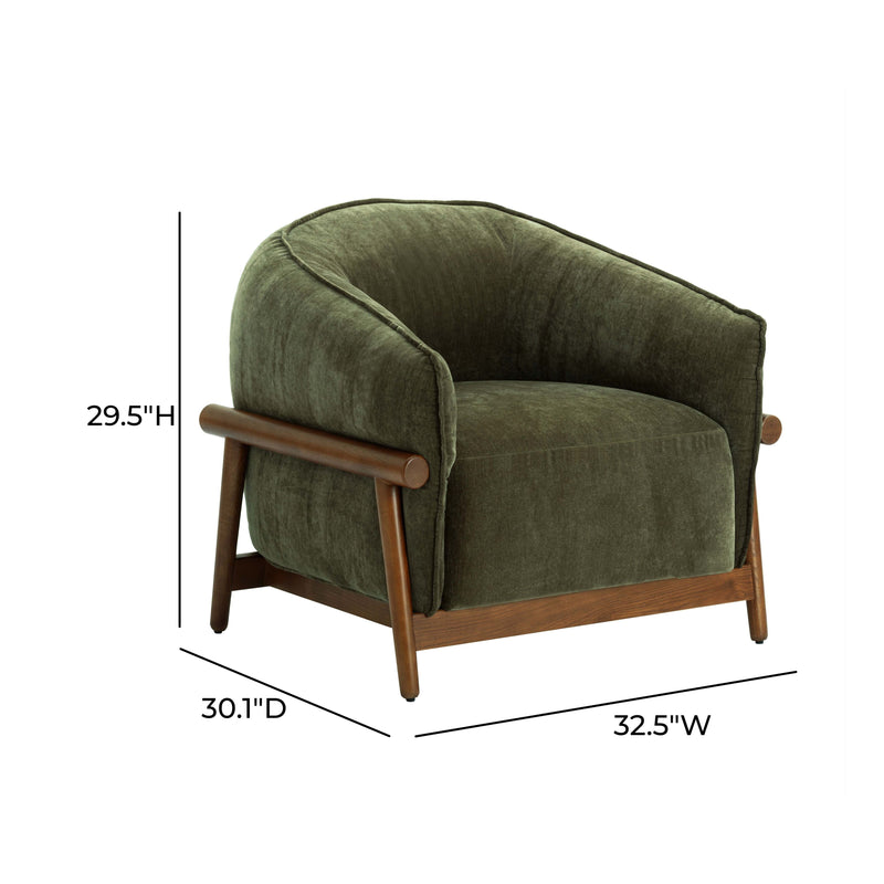 Piedmont Upcycled Contract-Grade Chenille Accent Chair - Green