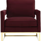 Avery Maroon Velvet Chair With Polished Gold Base
