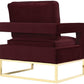 Avery Maroon Velvet Chair With Polished Gold Base