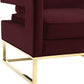Avery Maroon Velvet Chair With Polished Gold Base