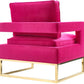 Avery Pink Velvet Chair With Polished Gold Base