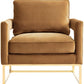 Avery Cognac Velvet Chair With Polished Gold Base