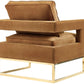 Avery Cognac Velvet Chair With Polished Gold Base
