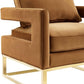 Avery Cognac Velvet Chair With Polished Gold Base