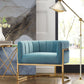 Magnolia Sea Blue Chair with Gold Base
