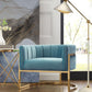Magnolia Sea Blue Chair with Gold Base