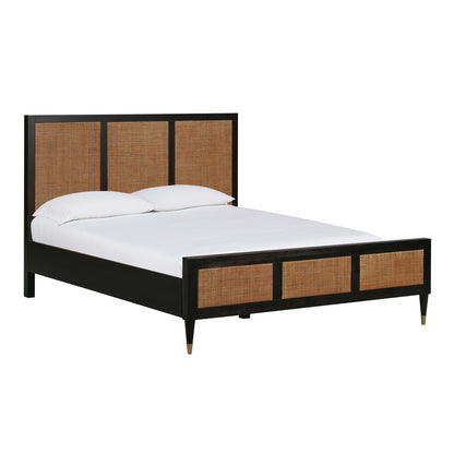 Sierra Wood & Rattan Bed - Black