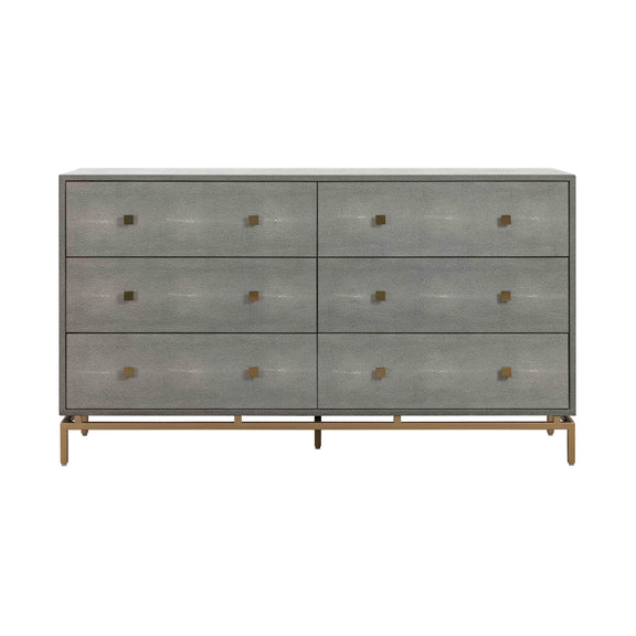 Pesce 57" Faux Shagreen 6-Drawer Dresser - Grey
