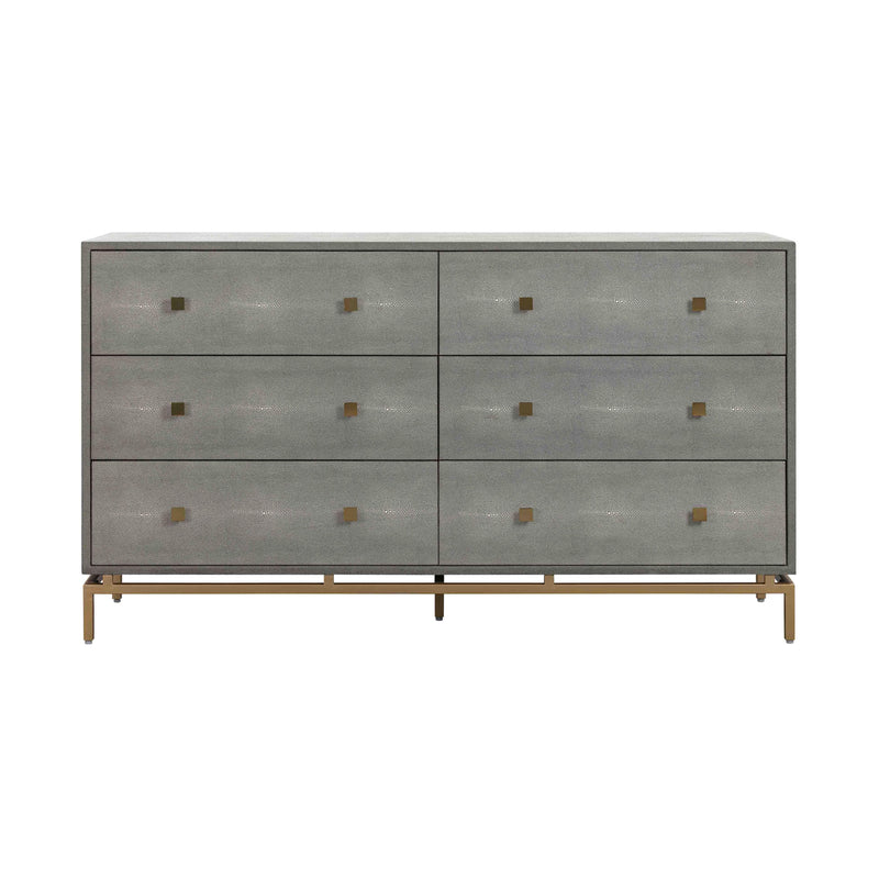 Pesce 57" Faux Shagreen 6-Drawer Dresser - Grey