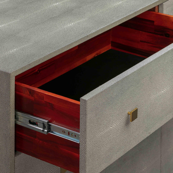 Pesce 57" Faux Shagreen 6-Drawer Dresser - Grey