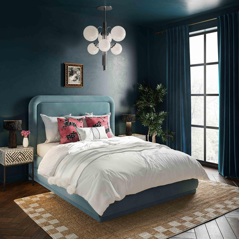 Briella Performance Velvet Bed - Bluestone