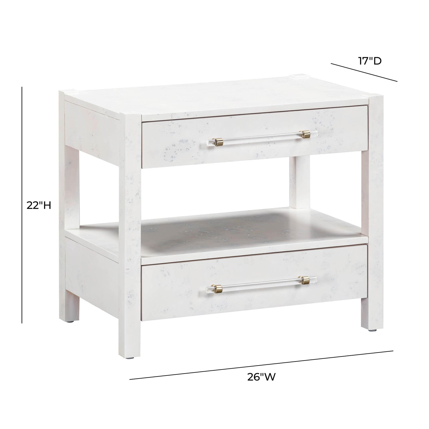 Brandyss White Burl Nightstand