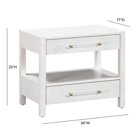 Brandyss White Burl Nightstand