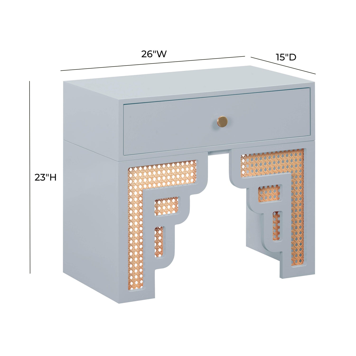 Suzie Pastel Blue & Rattan Nightstand