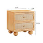 Grappa Natural Wood & Raffia Wavy Nightstand