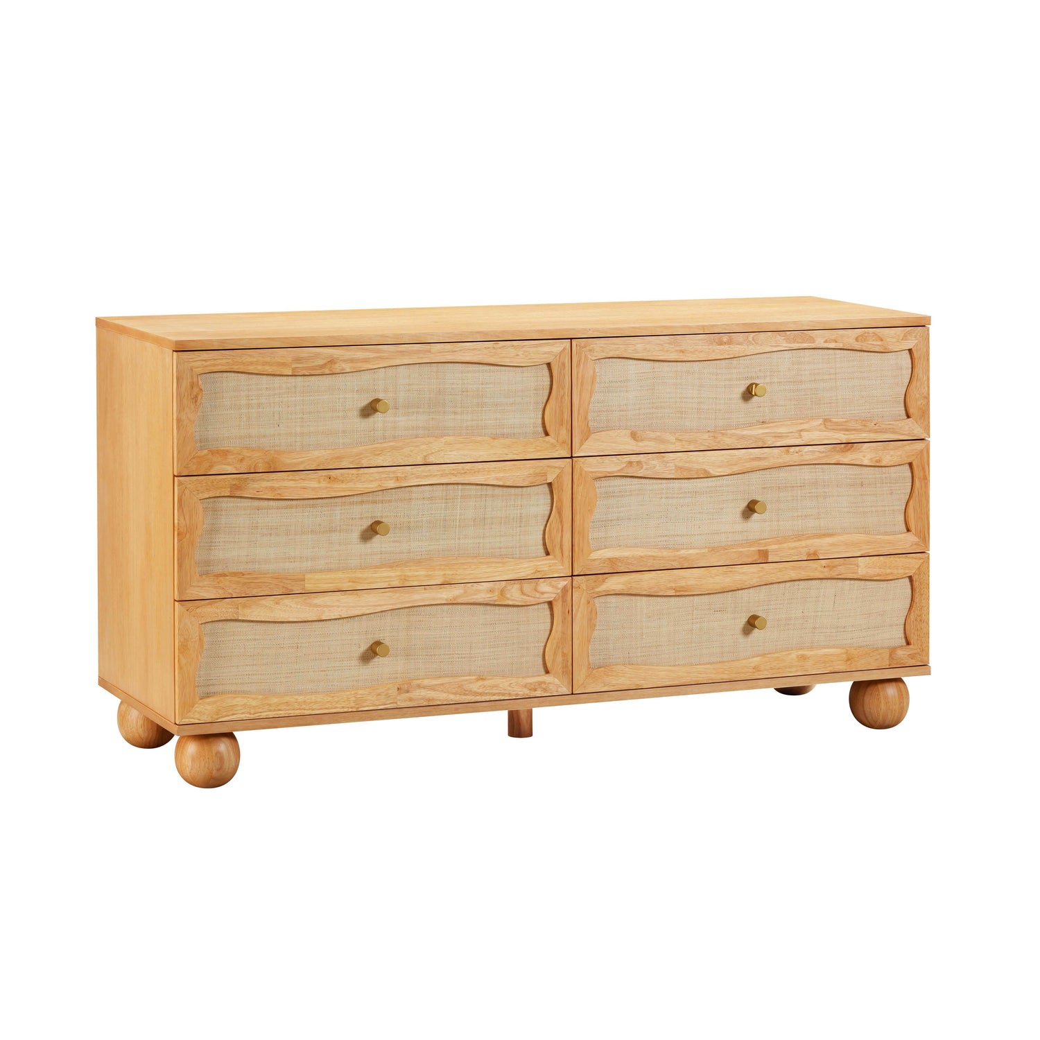Grappa Natural Wood & Raffia Wavy Dresser