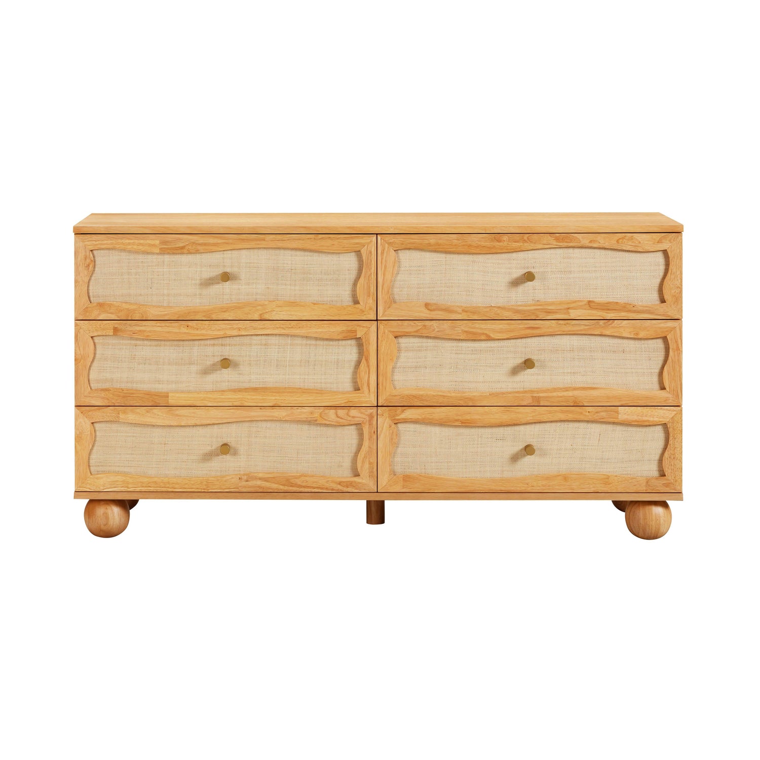 Grappa Natural Wood & Raffia Wavy Dresser