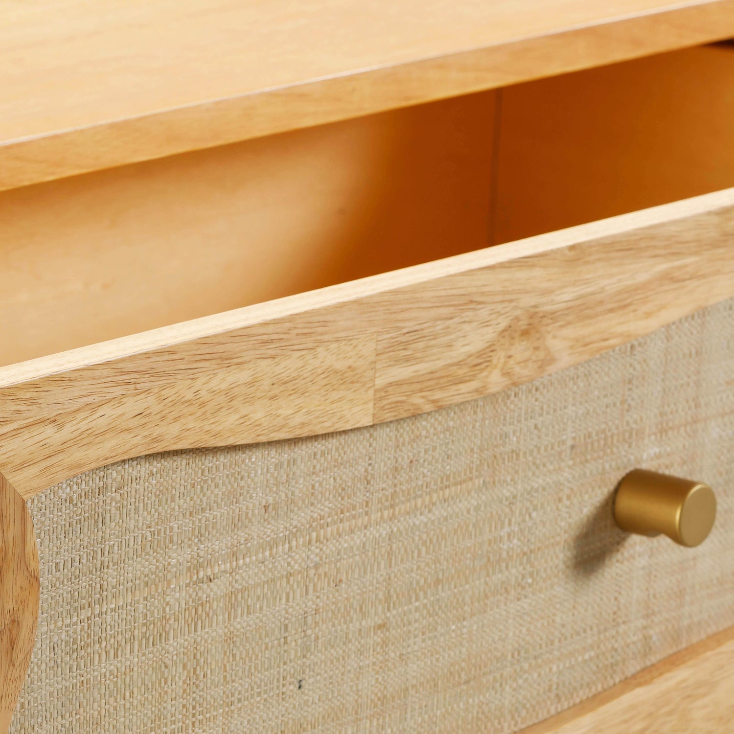 Grappa Natural Wood & Raffia Wavy Dresser