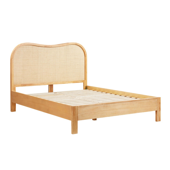 Grappa Natural Wood & Raffia Queen Bed