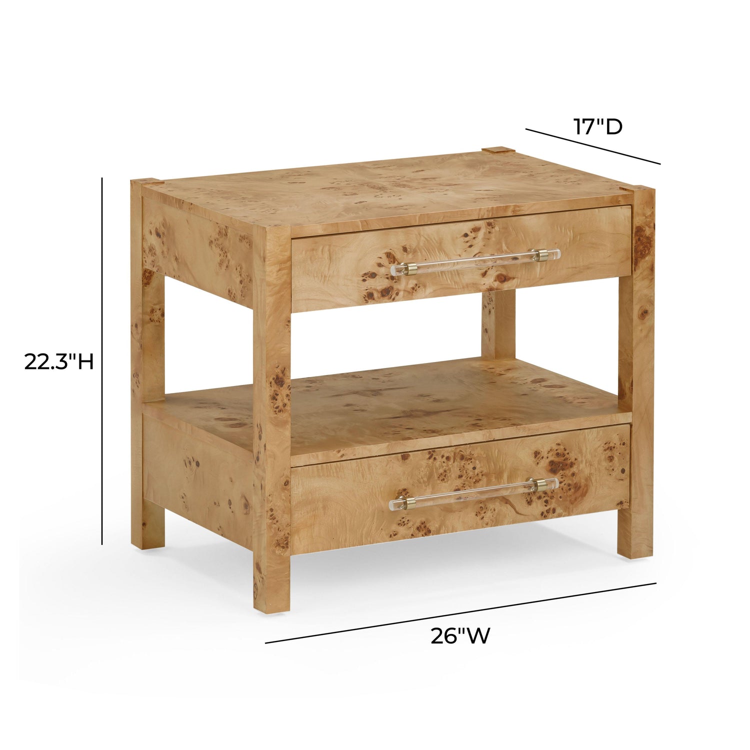 Brandyss Honey Burl Nightstand