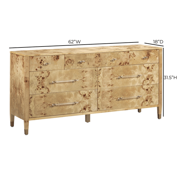 Brandyss 62" Burl 7-Drawer Dresser - Natural