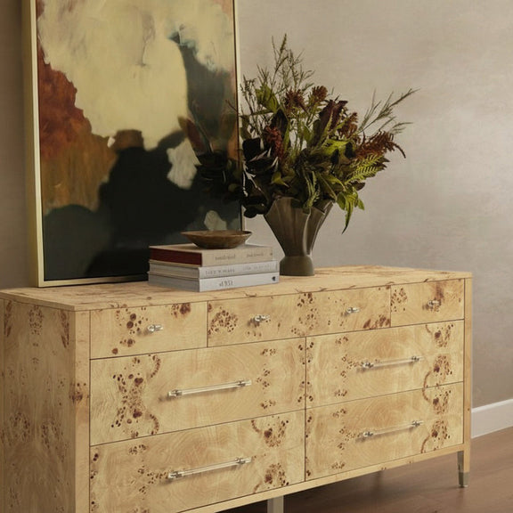 Brandyss 62" Burl 7-Drawer Dresser - Natural