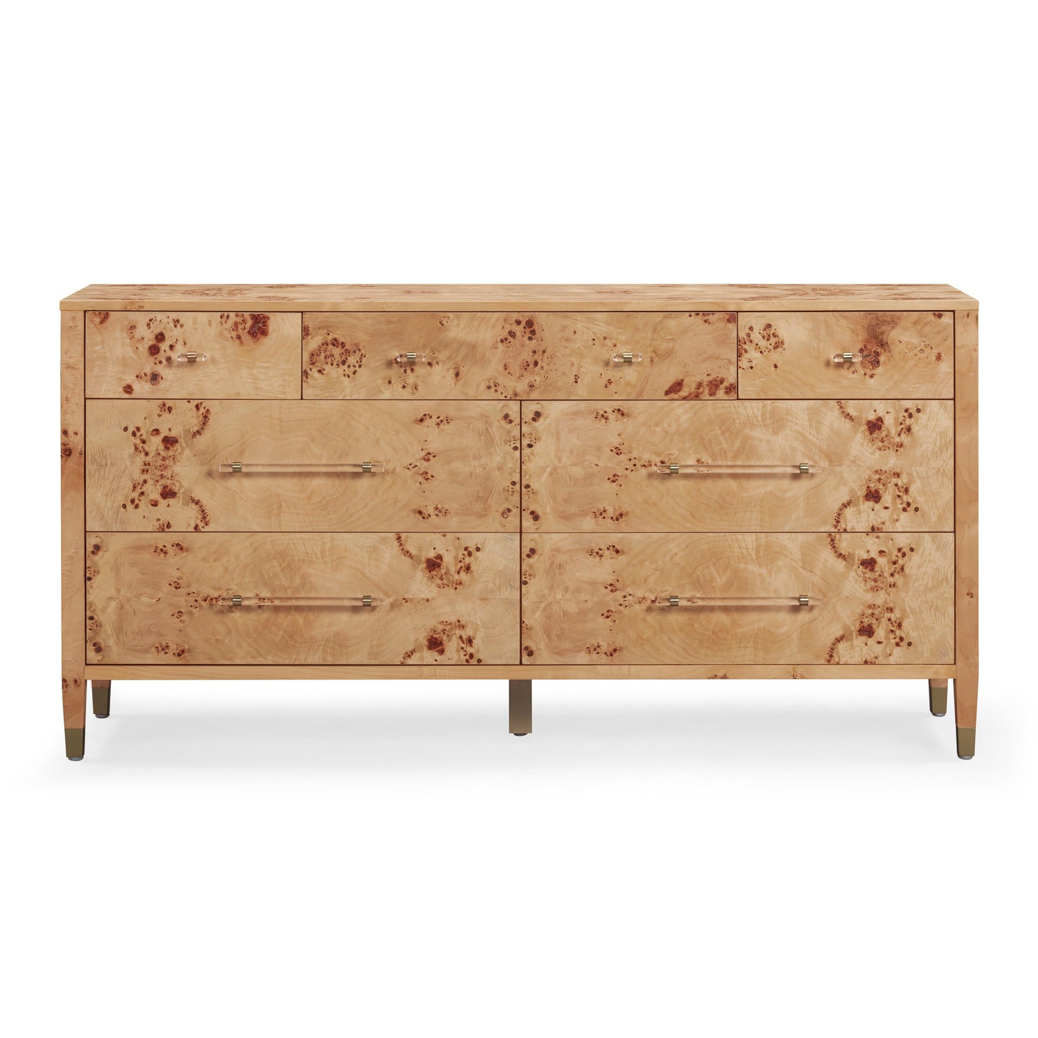 Brandyss 62" Burl 7-Drawer Dresser - Honey