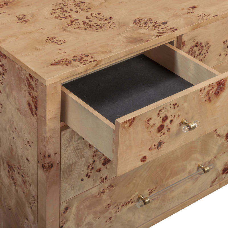 Brandyss 62" Burl 7-Drawer Dresser - Honey