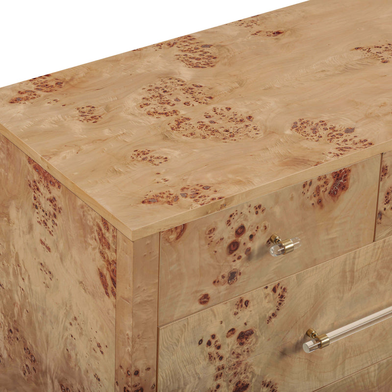 Brandyss 62" Burl 7-Drawer Dresser - Honey