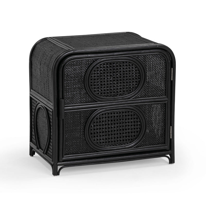 Tina 27" Rattan Nightstand With Storage - Black