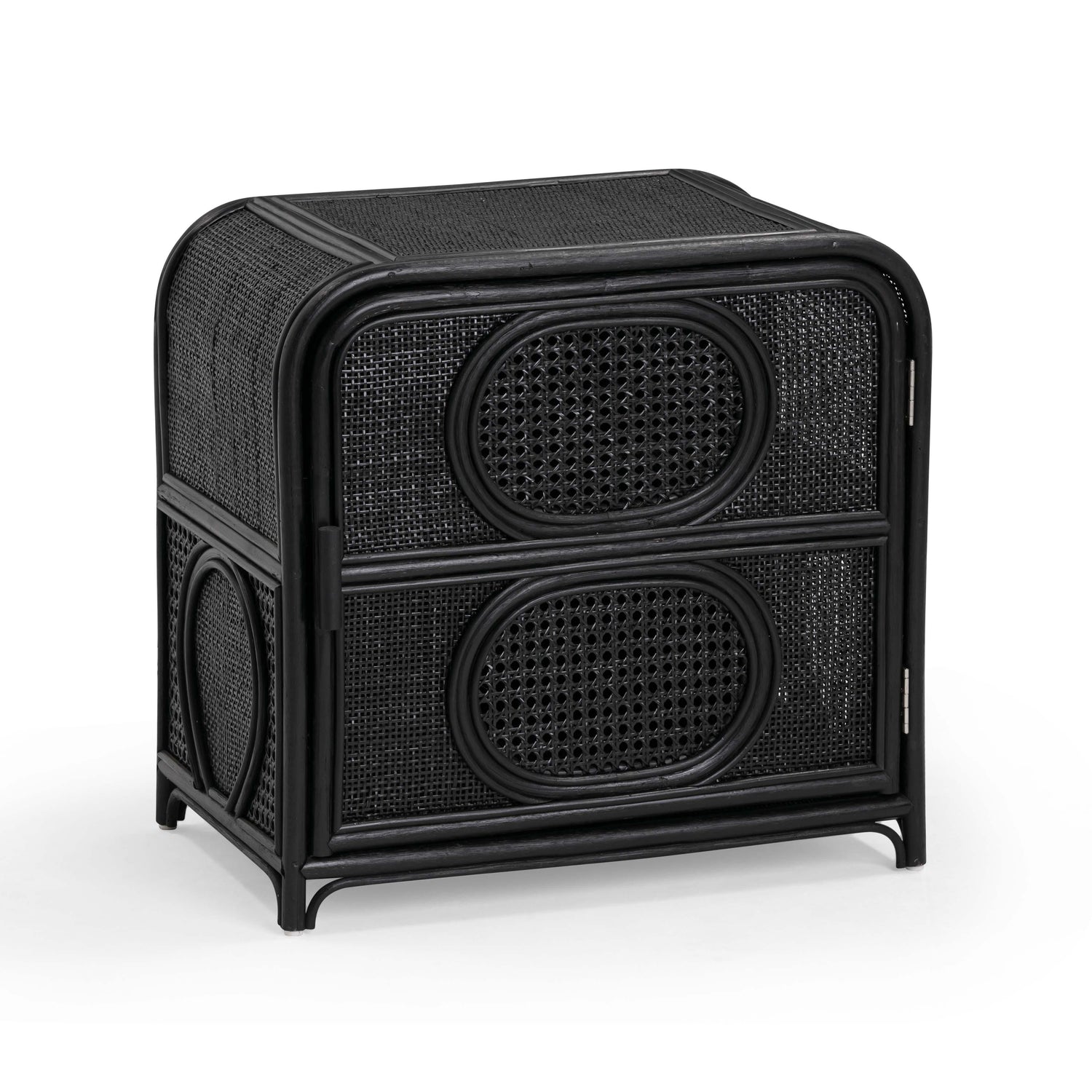 Tina 27" Rattan Nightstand With Storage - Black