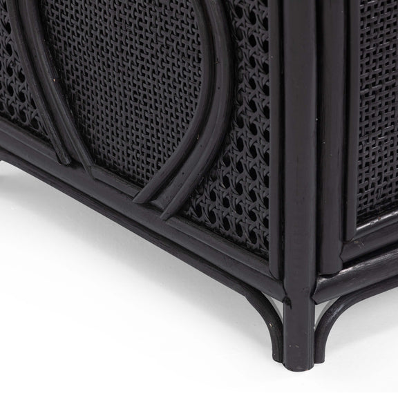 Tina 27" Rattan Nightstand With Storage - Black