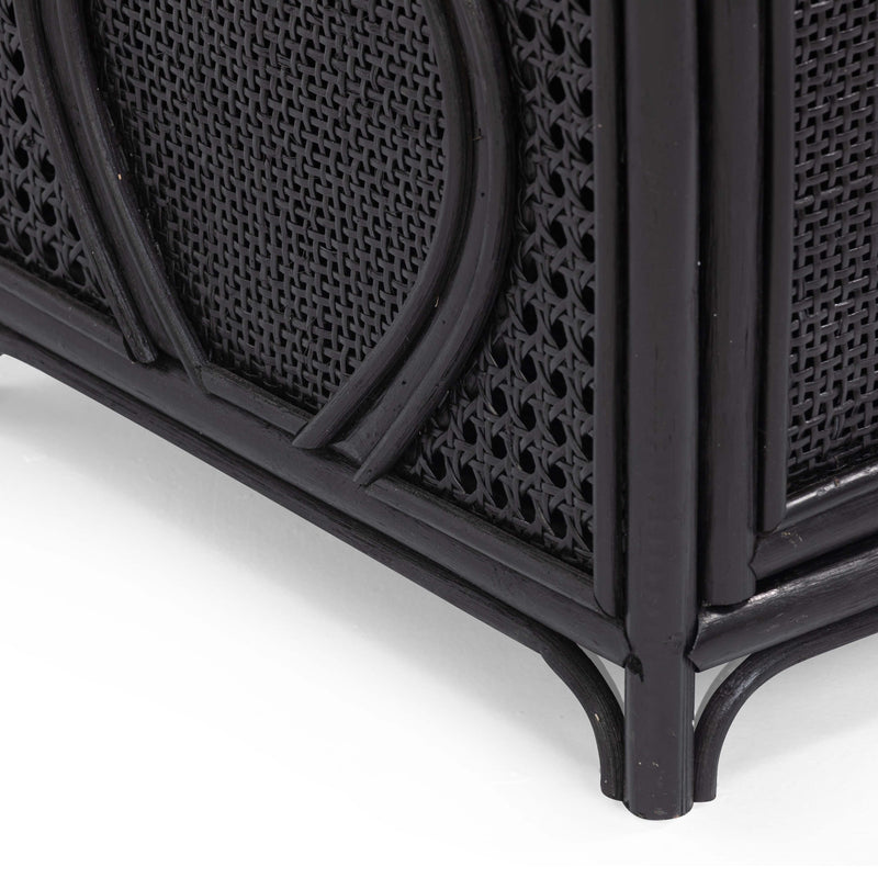 Tina 27" Rattan Nightstand With Storage - Black