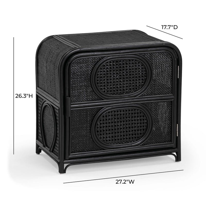 Tina 27" Rattan Nightstand With Storage - Black