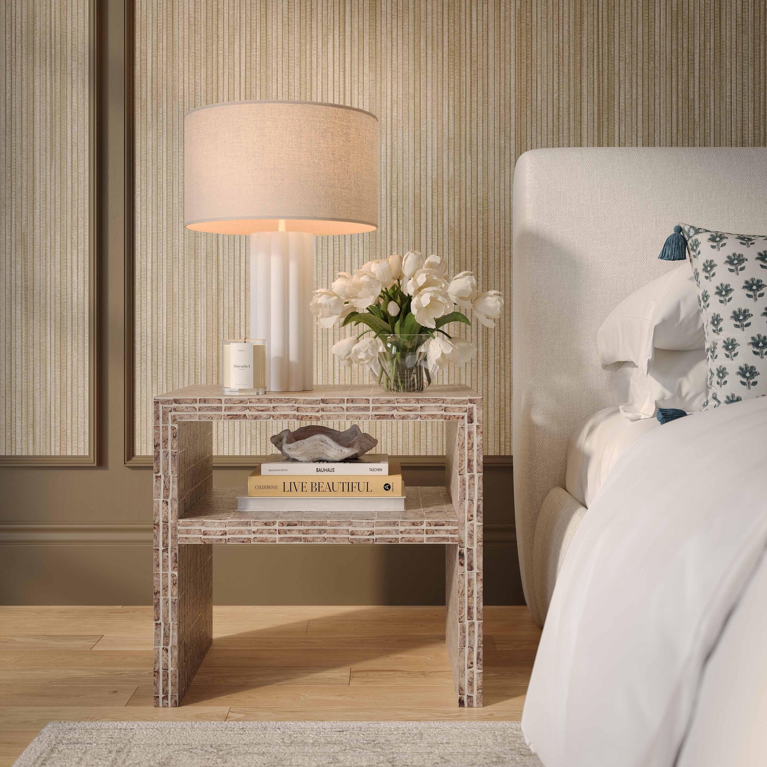 Derry Lavender Capiz Shell Nightstand