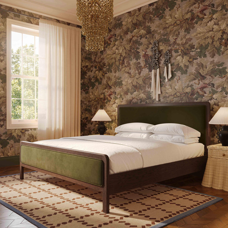 Hella Forest Green Velvet King Bed