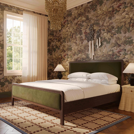 Hella Forest Green Velvet Queen Bed