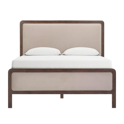 Hella Contract-Grade Velvet and Ash Wood Bed - Taupe