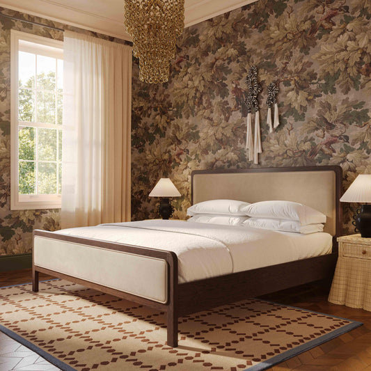 Hella Taupe Velvet Queen Bed