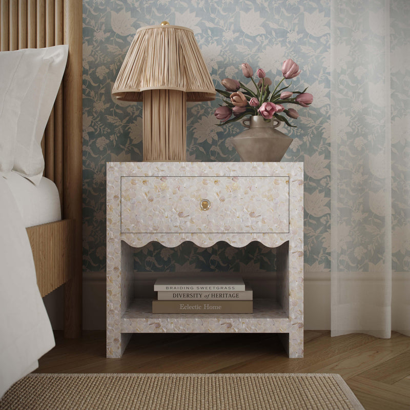 Piara Natural Mother of Pearl Inlaid Nightstand