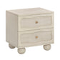 Grappa Whitewashed Wood & Raffia Wavy Nightstand